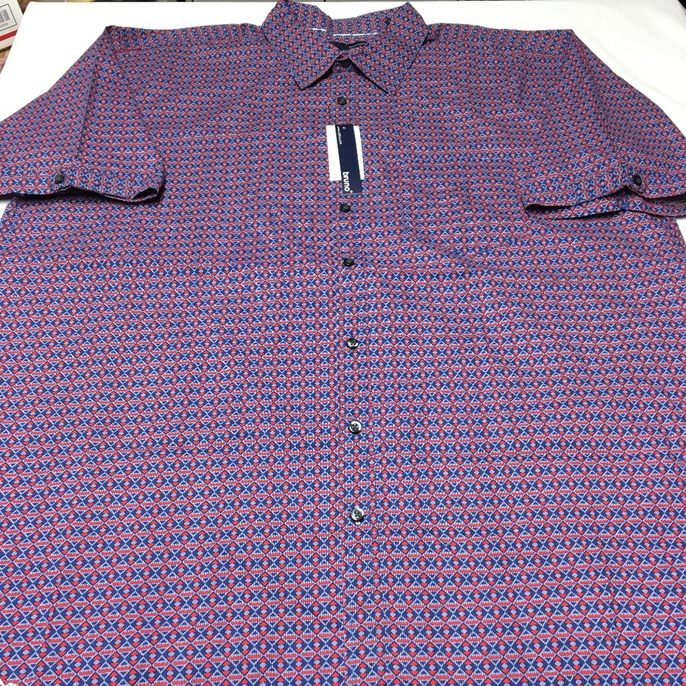 BRUNO RED PURPLE BLUE SHORT SLEEVE BUTTON UP SHIRT